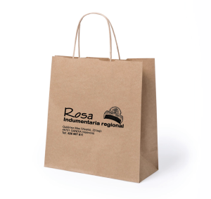 Bolsa de papel craft con logo rosa fallera