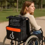 Mujer en silla de ruedas en el parque